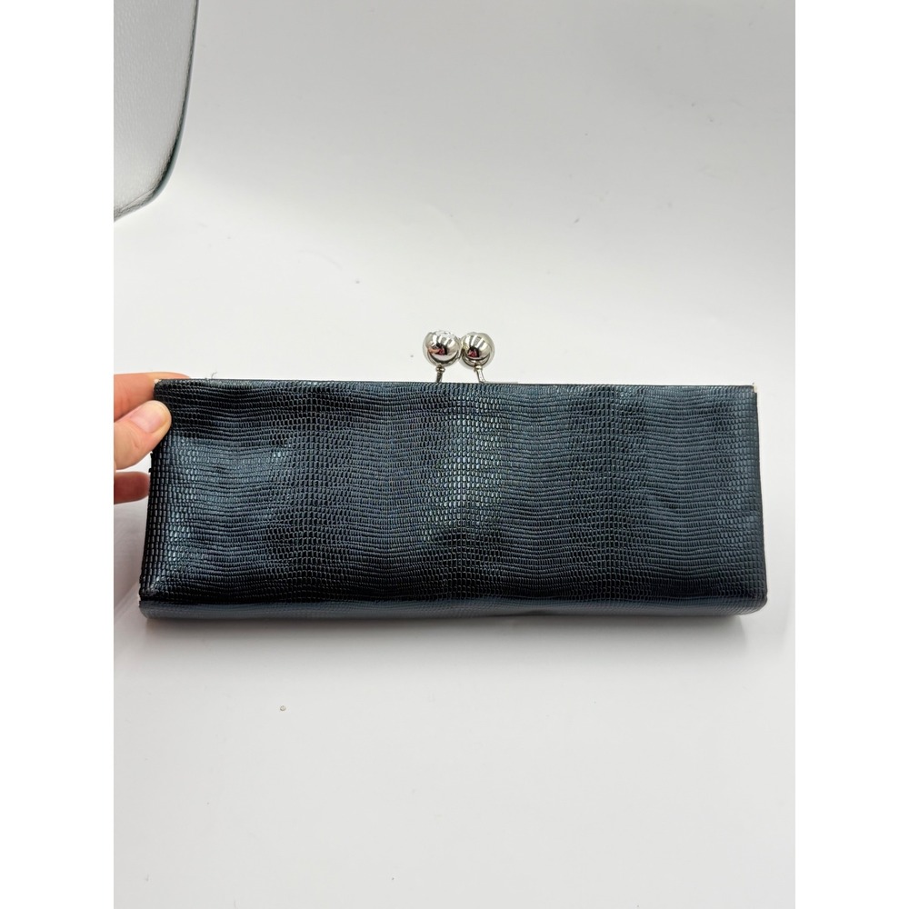 Unbranded Lizard Embossed Clutch OS Black Y2K Goth Kiss Lock Evening Bag